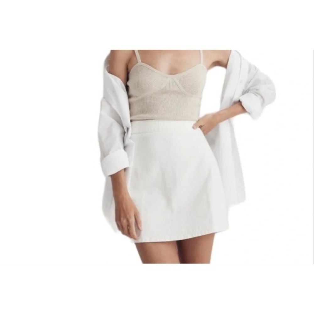 Madewell Super Clean High-Tight White Denim Mini Skirt Size 30‎ NEW